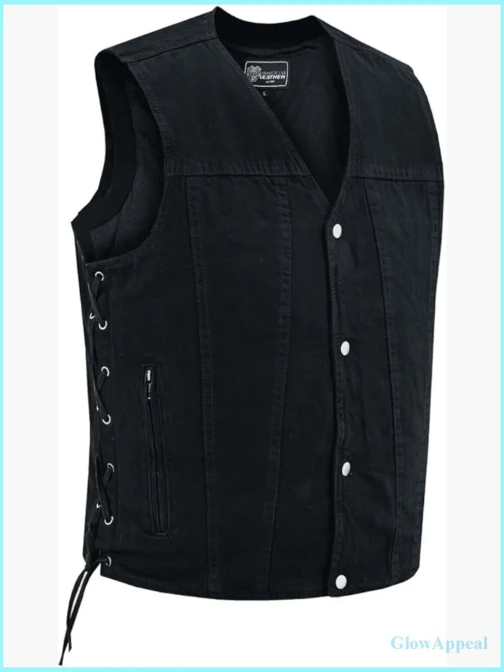 Men's V-Neck Denim Vest with Conceal Carry Pockets